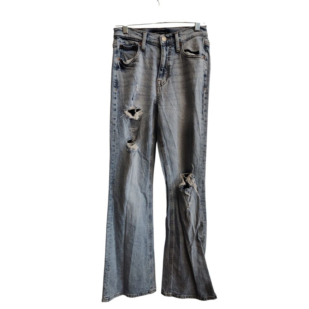 Vintage Aeropostale Women's High Rise Flare Light Wash 2R Distressed Denim Jeans